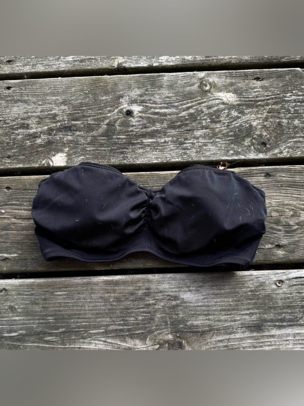 Victoria's Secret strapless ruched black bandeau bikini top size 32B